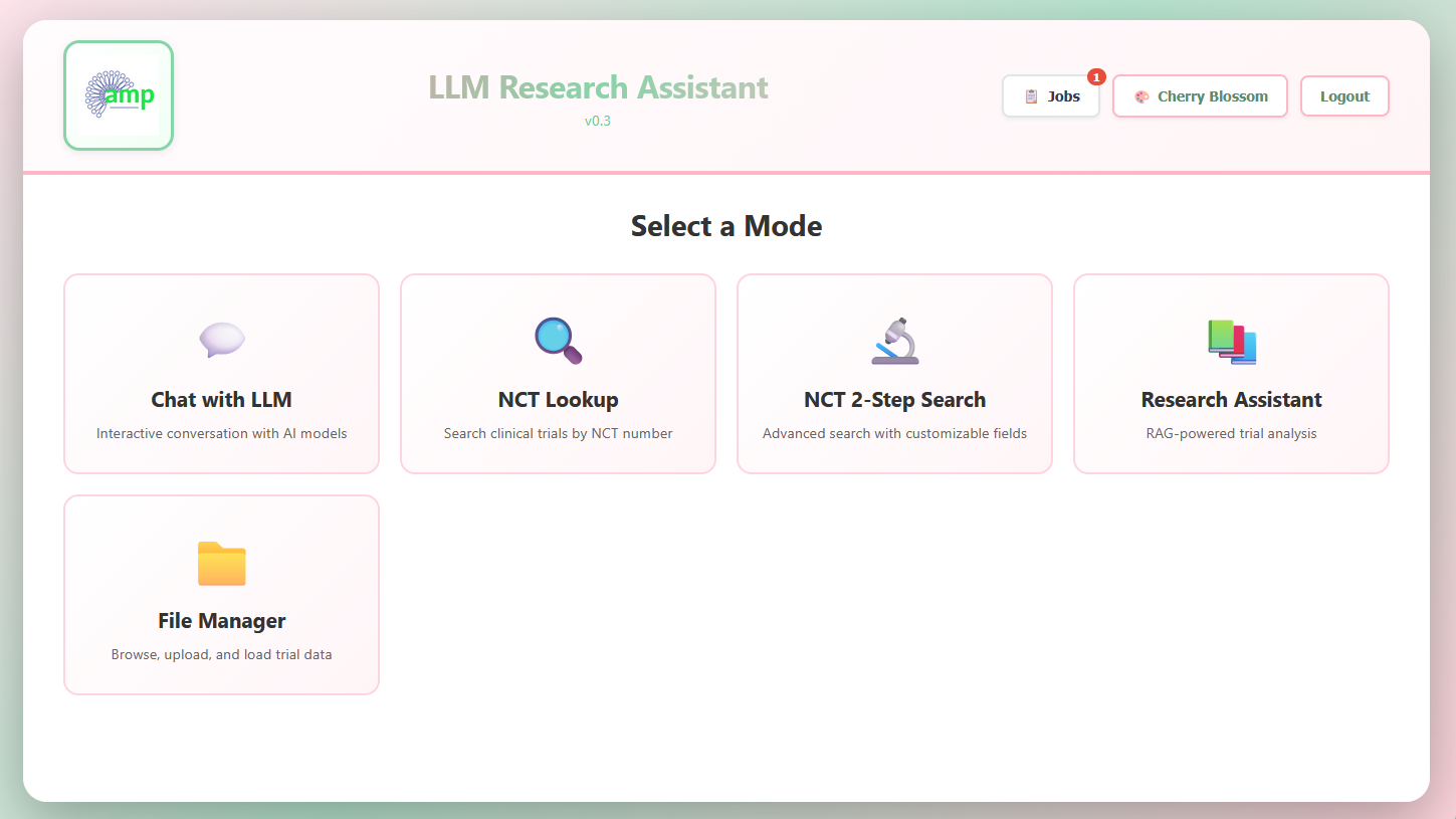 AMP LLM application screenshot