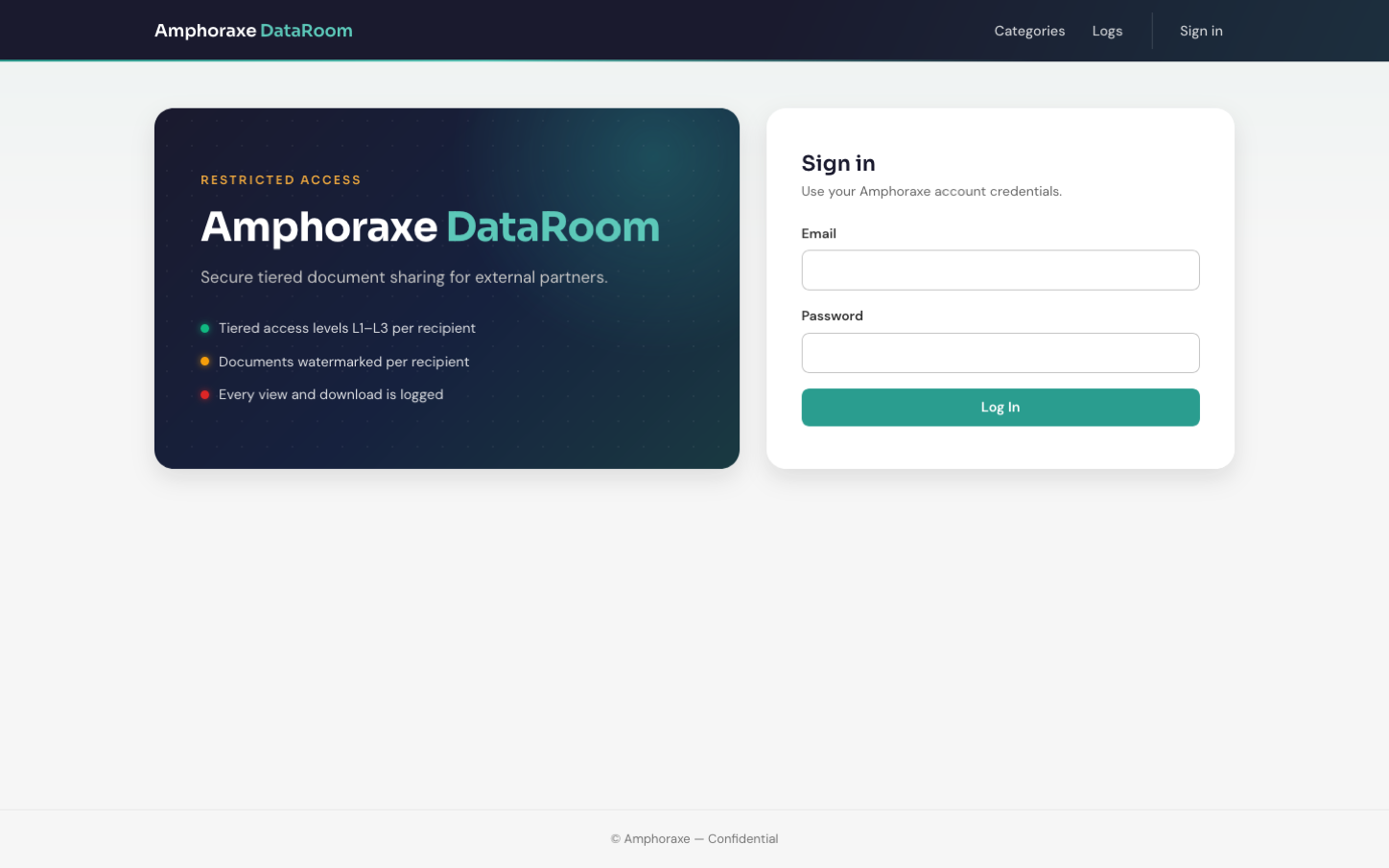 DataRoom application screenshot